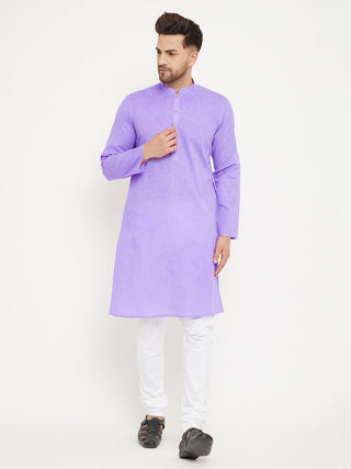 Vastramay Purple And White Baap Beta Kurta And Pyjama Set