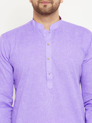 Vastramay Purple And White Baap Beta Kurta And Pyjama Set