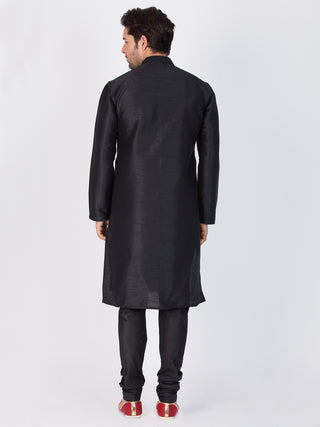 Vastramay Silk Blend Black Baap Beta Kurta Pyjama Set