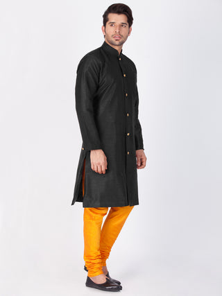 Vastramay Silk Blend Orange Baap Beta Kurta Pyjama Set