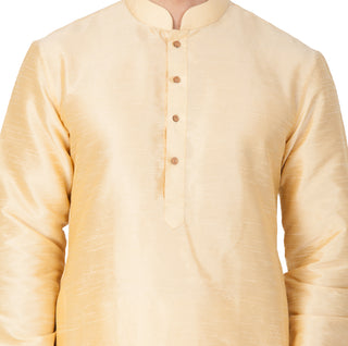 VM BY VASTRAMAY Men's Gold Cotton Silk Blend Kurta and Dhoti Pant Set