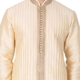 VASTRAMAY Men's Gold Cotton Silk Blend Kurta
