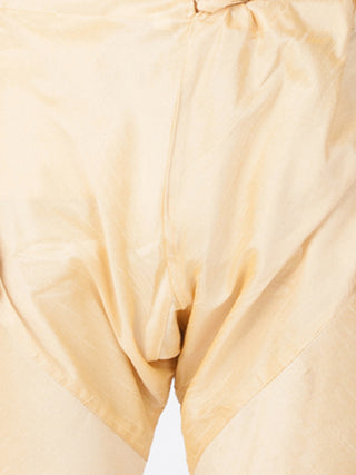 VASTRAMAY Men's Gold Silk Blend Sherwani Set