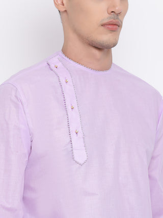 VASTRAMAY Men's Purple Cotton Blend Kurta