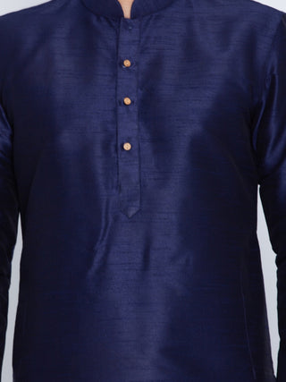 Vastramay Silk Blend Navy Blue Baap Beta Kurta Pyjama Set