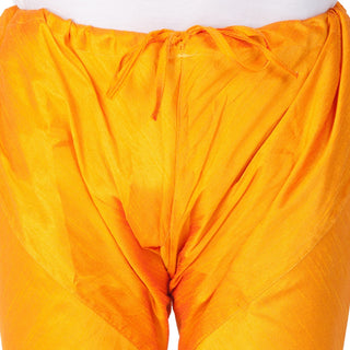 Men's Orange Cotton Silk Blend Kurta and Pyjama Set
