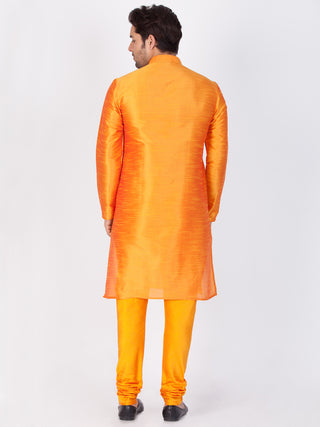 Vastramay Silk Blend Orange Baap Beta Kurta Pyjama Set