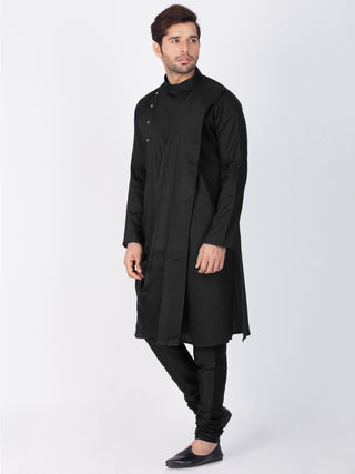 VASTRAMAY Men's Black Cotton Kurta and Pyjama Set
