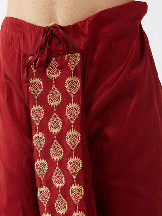 VASTRAMAY Men's Rose Gold Kurta With Dhoti Pants