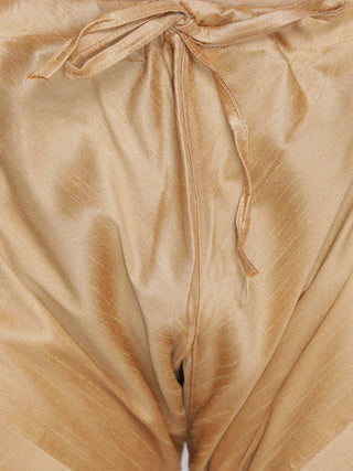 VM By VASTRAMAY Men's Gold Cotton Silk Blend Kurta, Pyjama & Dupatta Set