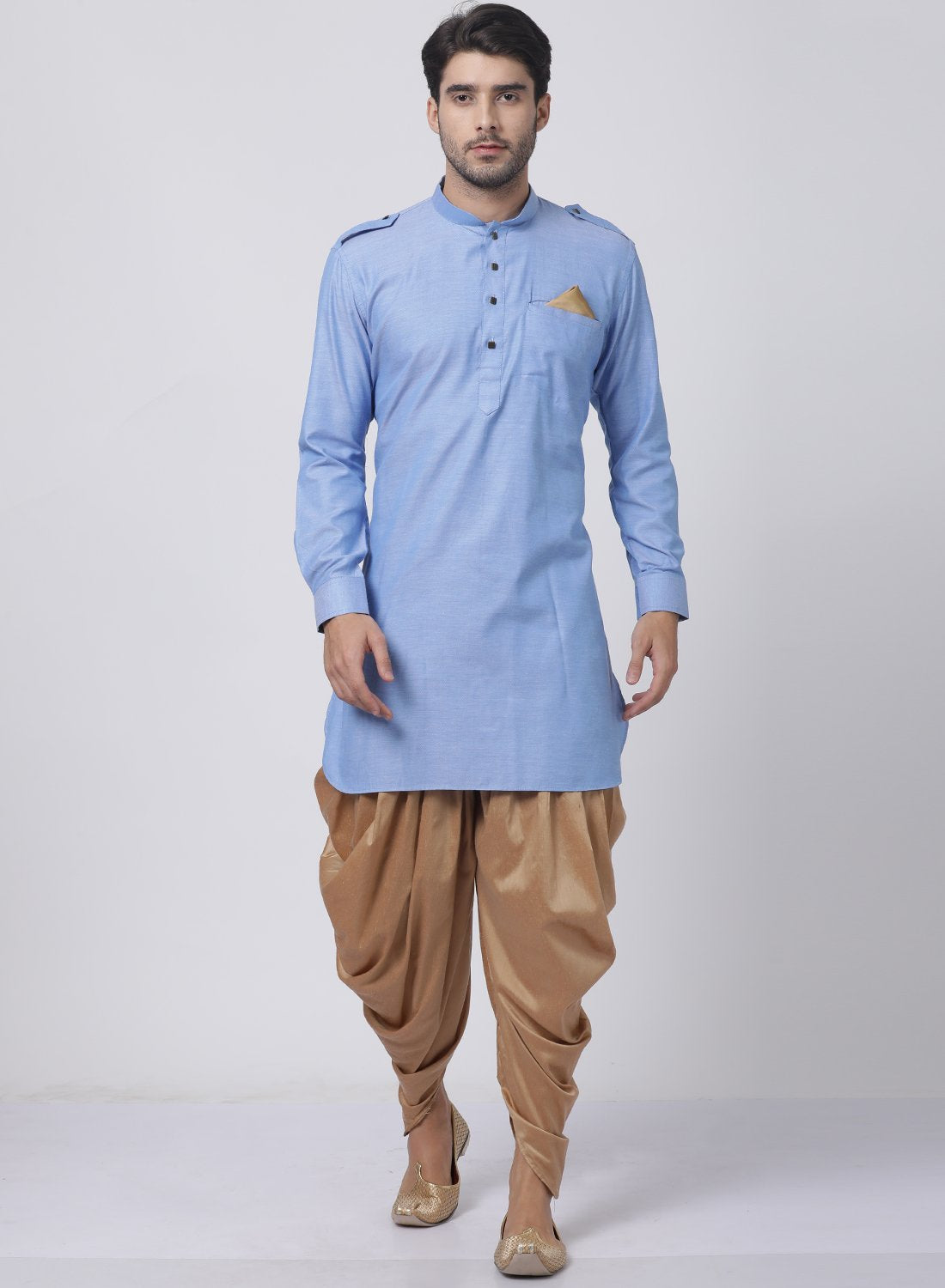 Buy Men Yellow and Off-White Pure Cotton Pathani Kurta with Dhoti Pant  Online - MENA2138 | Appelle Fashion