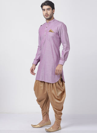 Men's Purple Cotton Kurta and Dhoti Pant Set