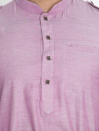 Men's Purple Cotton Blend Kurta and Patiala Set