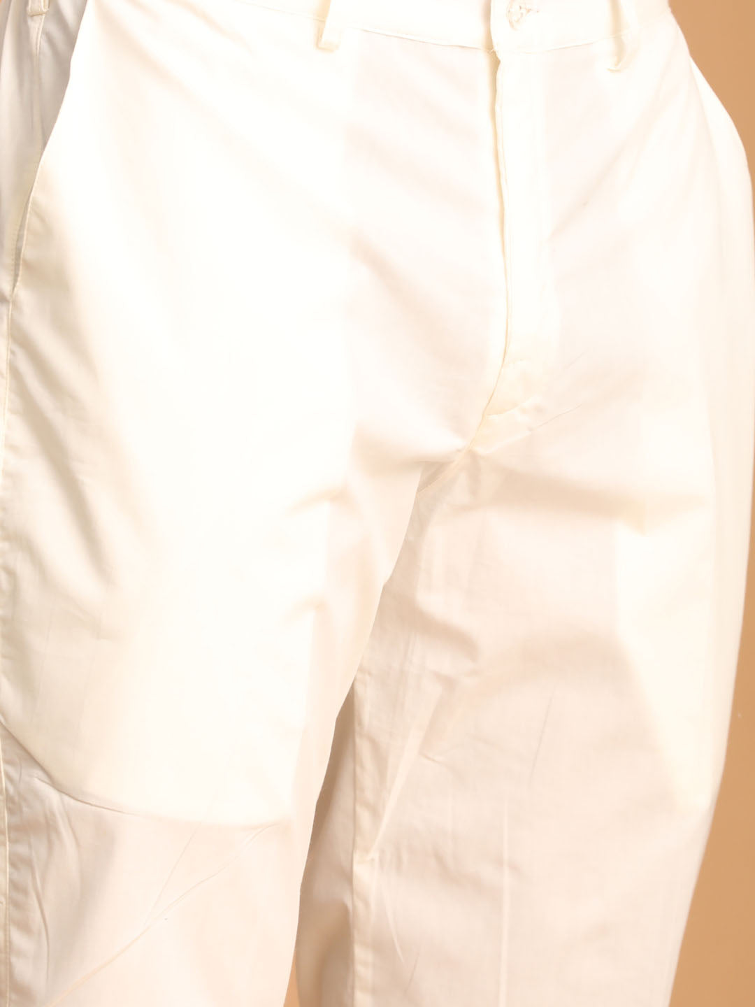 Men's Cream Cotton Kurta With Cream Pant Set