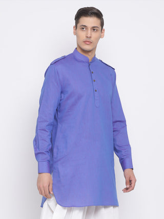 VM BY VASTRAMAY Men's Purple Cotton Blend Kurta