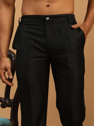 VASTRAMAY Men's Black Cotton Pant Style Pyjama