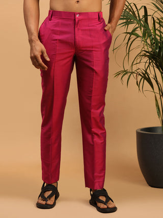 VASTRAMAY Men's Dark Pink Magenta Viscose Pant Style Pyjama