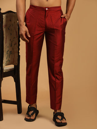 VASTRAMAY Men's Maroon Cotton Pant Style Pyjama