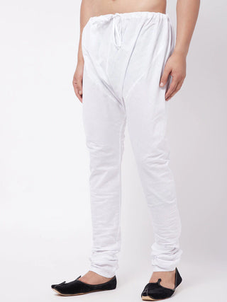 VASTRAMAY Men White Solid Pure Cotton Relaxed-Fit Pyjama