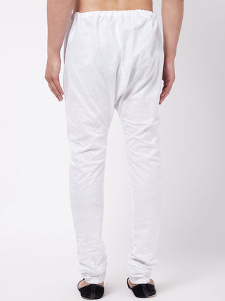 VASTRAMAY Men White Solid Pure Cotton Relaxed-Fit Pyjama