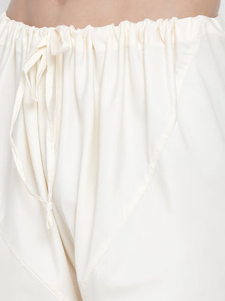 VASTRAMAY Men's White Silk Blend Kurta and Pyjama Set