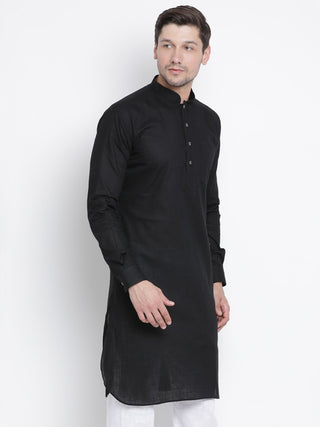 Men's Black Cotton Blend Kurta