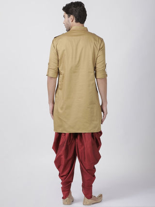 Men's Beige Cotton Blend Pathani Suit Set