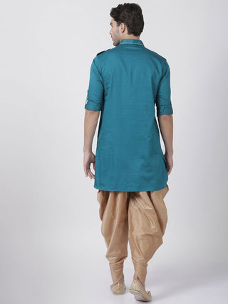 Men's Dark Green Cotton Blend Pathani Suit Set