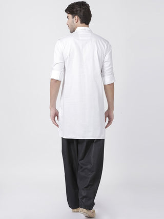 Men's White Cotton Blend Pathani Suit Set