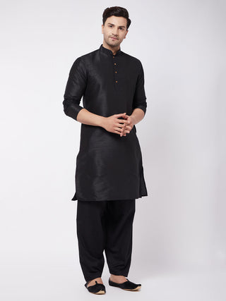VASTRAMAY Men's Black Cotton Blend Salwar