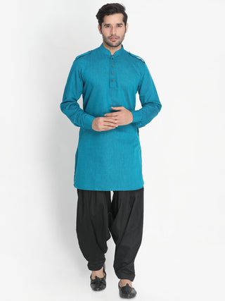 VASTRAMAY Men's Black Cotton Blend Patiala Pyjama