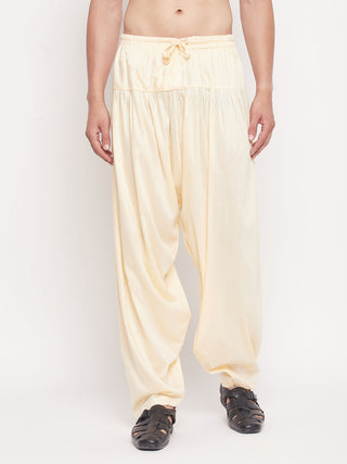 VASTRAMAY Men's Gold Cotton Blend Patiala Pyjama