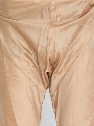 VASTRAMAY Men's Peach Silk Blend Kurta and Pyjama Set