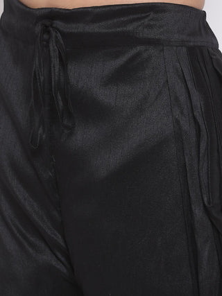 VASTRAMAY Men's Black Silk Blend Dhoti Pant