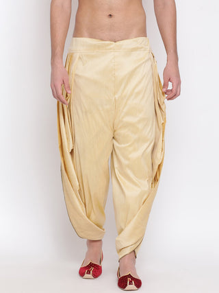 VASTRAMAY Men's Gold Silk Blend Dhoti Pant