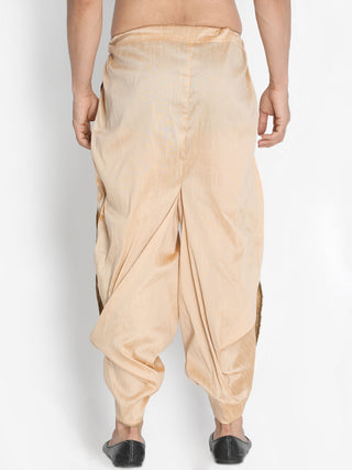 VASTRAMAY Men's Gold-Toned Pleated Solid Dhoti