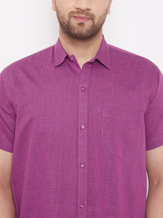 VM BY VASTRAMAY Men's Pink Cotton Blend Ethnic Shirt