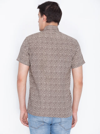 VASTRAMAY Men's Brown Cotton Ethnic Shirt