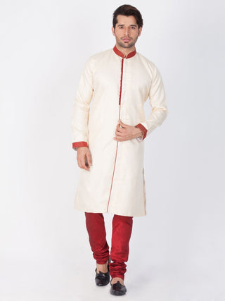 Men's Gold Cotton Silk Blend Sherwani Set