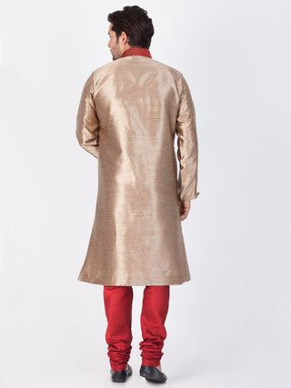 Men's Gold Cotton Silk Blend Sherwani Set