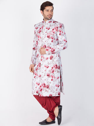 Men's Multicolor Cotton Blend Sherwani Set