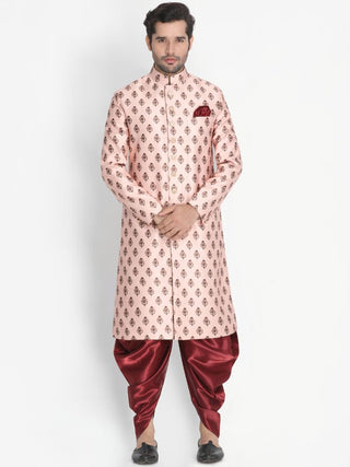 Men's Pink Cotton Silk Blend Sherwani Only Top