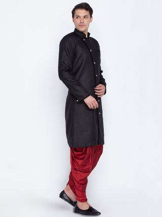 Men's Black Cotton Blend Sherwani Set