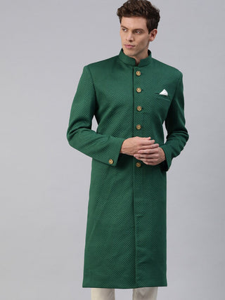 VASTRAMAY Men's Green Sherwani