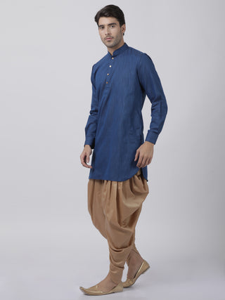 Men's Dark Blue Cotton Kurta and Dhoti Pant Set