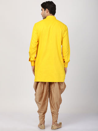 Men's Yellow Cotton Kurta and Dhoti Pant Set