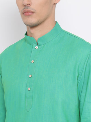 Men's Green Cotton Blend Kurta