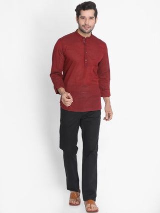 maroon colour short kurta for men