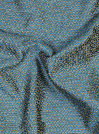 Dobby Jacquard Aqua and Beige Silk Blend Fabric