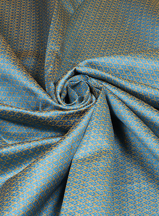 Dobby Jacquard Aqua and Beige Silk Blend Fabric